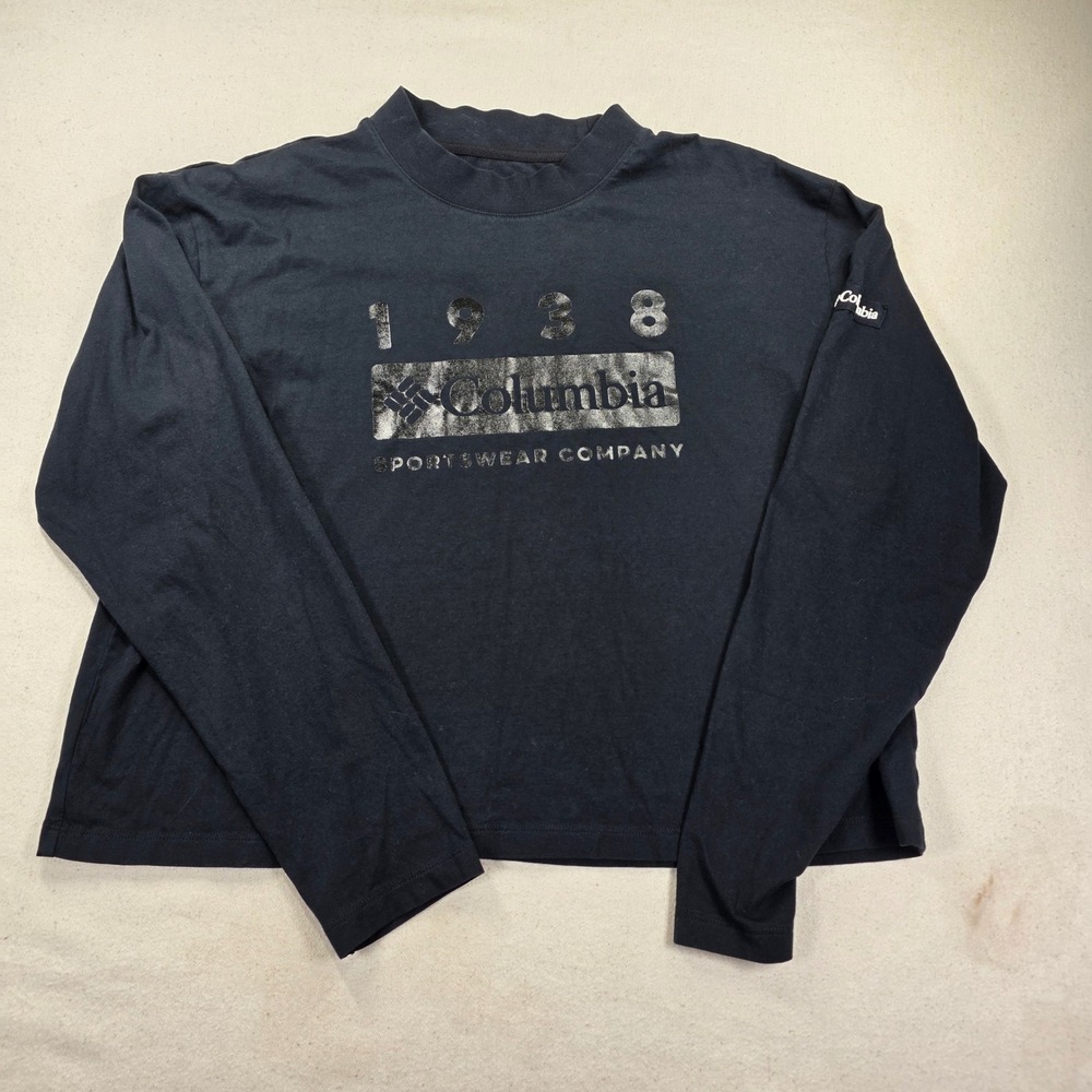 Columbia Sportswear Womens Black 1938 Graphic Mock Neck Long Sleeve Top XL